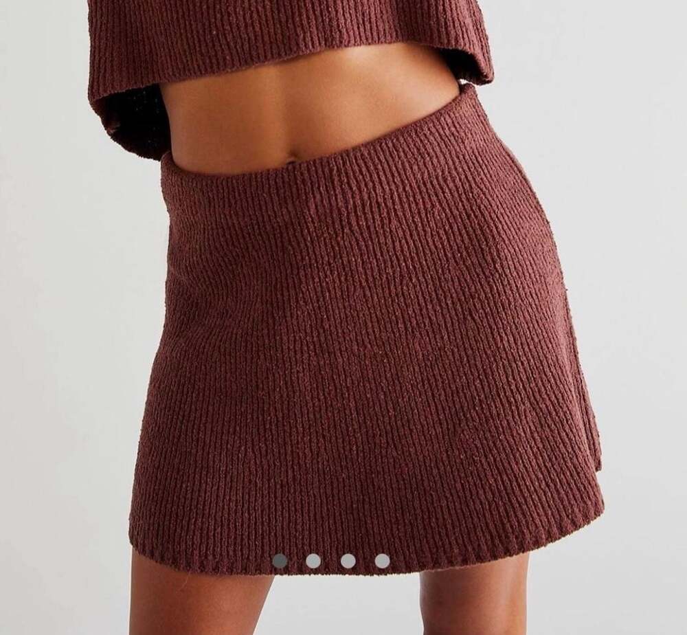 FP Beach Brown Textured Knit Mini Skirt XS